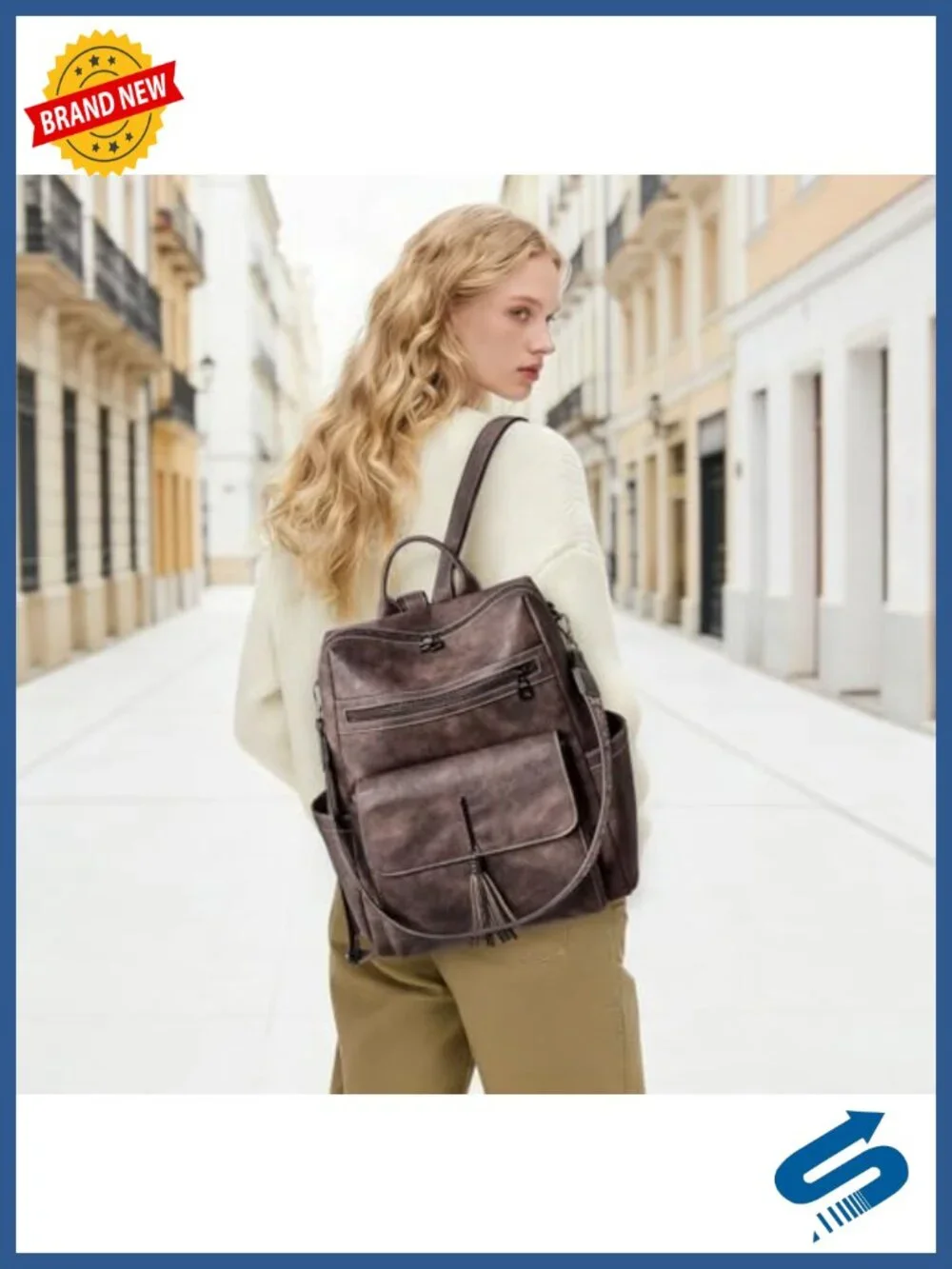 PU Leather Backpack Purse Tassel Designer Ladies Shoulder Bag Large Casual